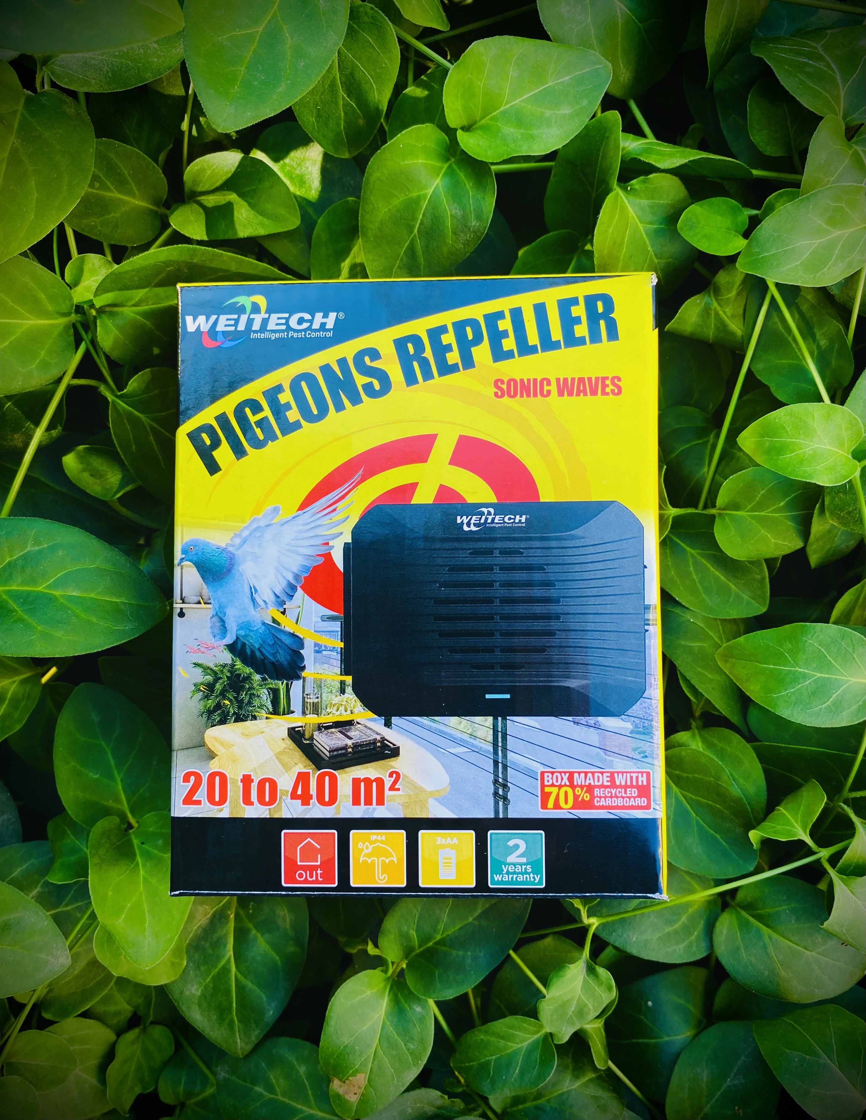 Weitech ultrahangos madárriasztó 50 m2/elemmel működtethető